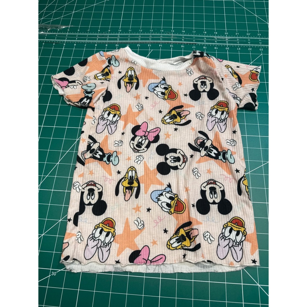 June & Mae Disney Mickey Minnie Pluto Ribbed Lettuce Edge T-Shirt 4T